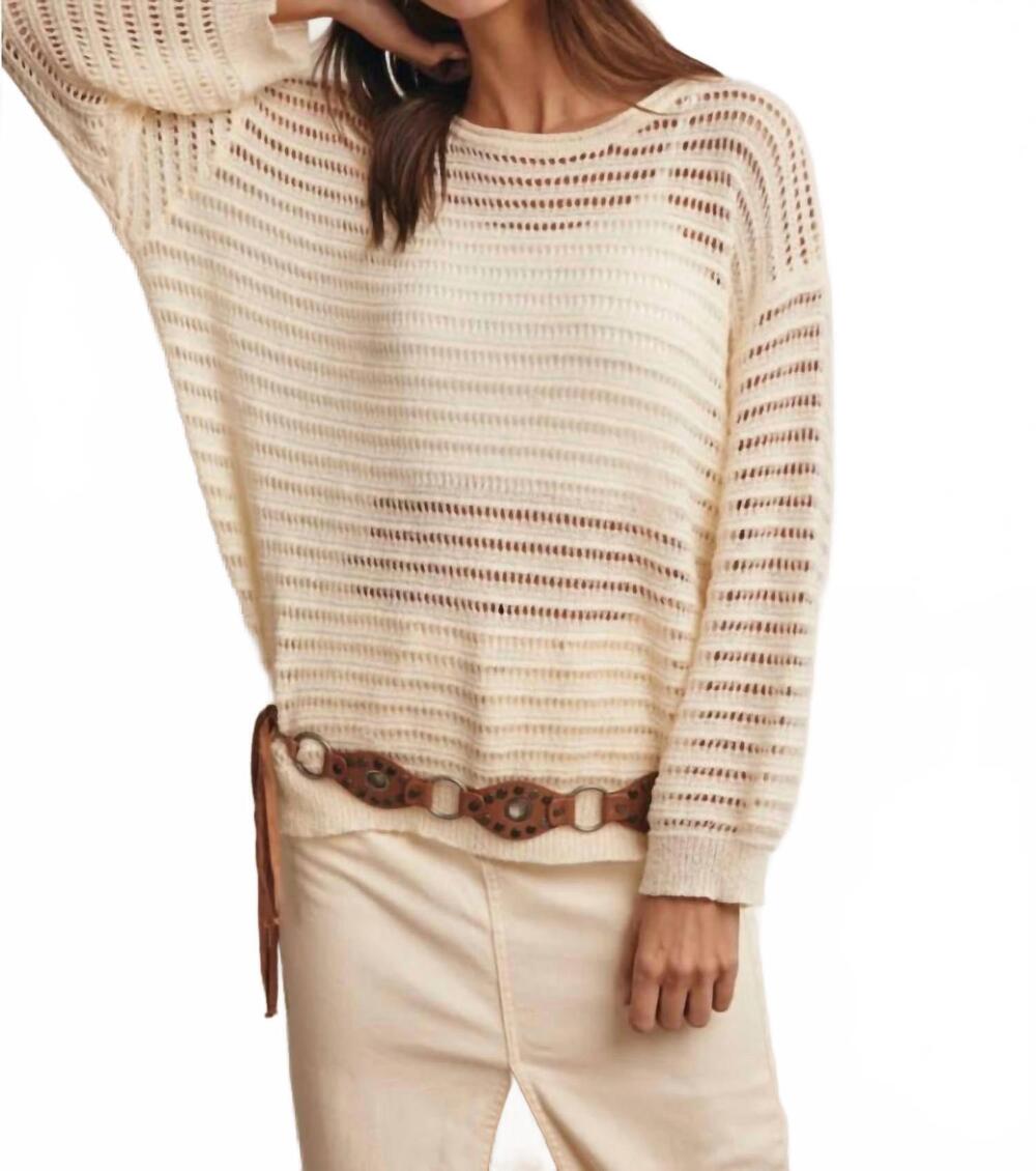 NEW LISTICLE open knit sweater top in cream